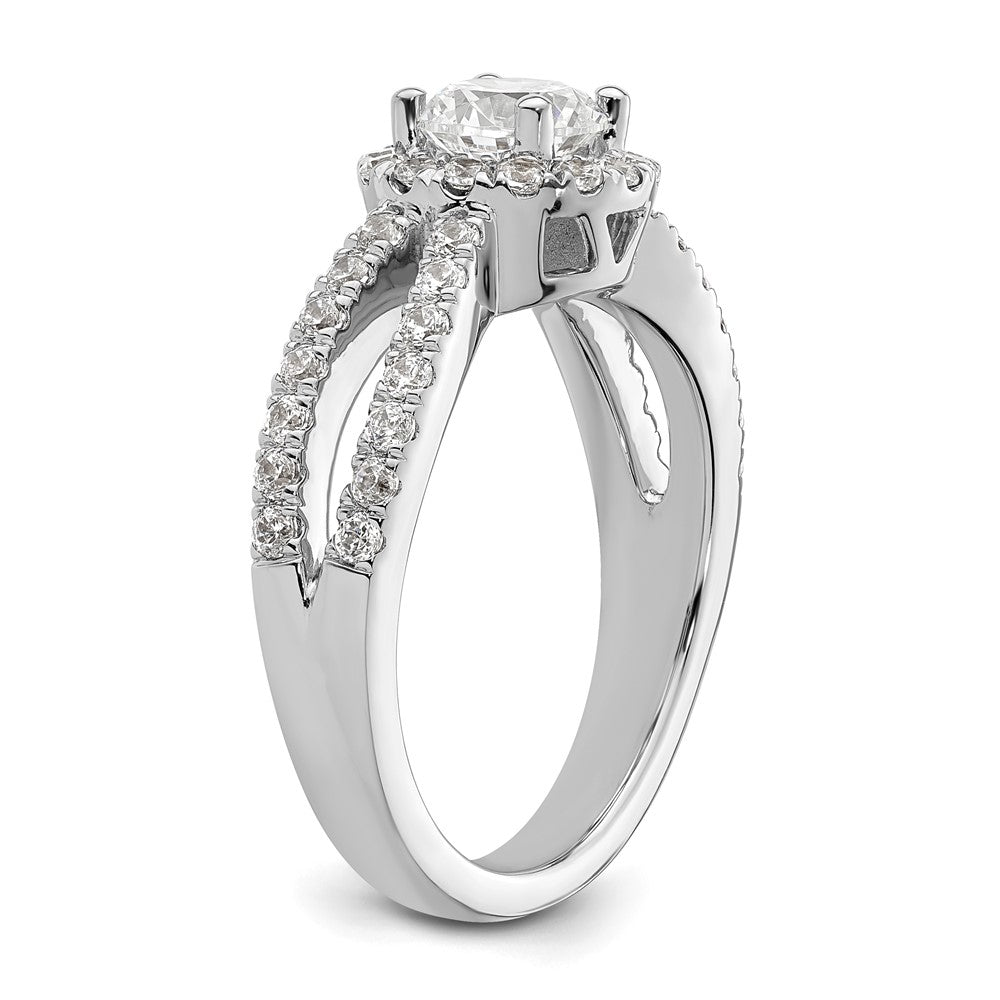 14K White Gold Round Simulated Diamond Halo Engagement Ring
