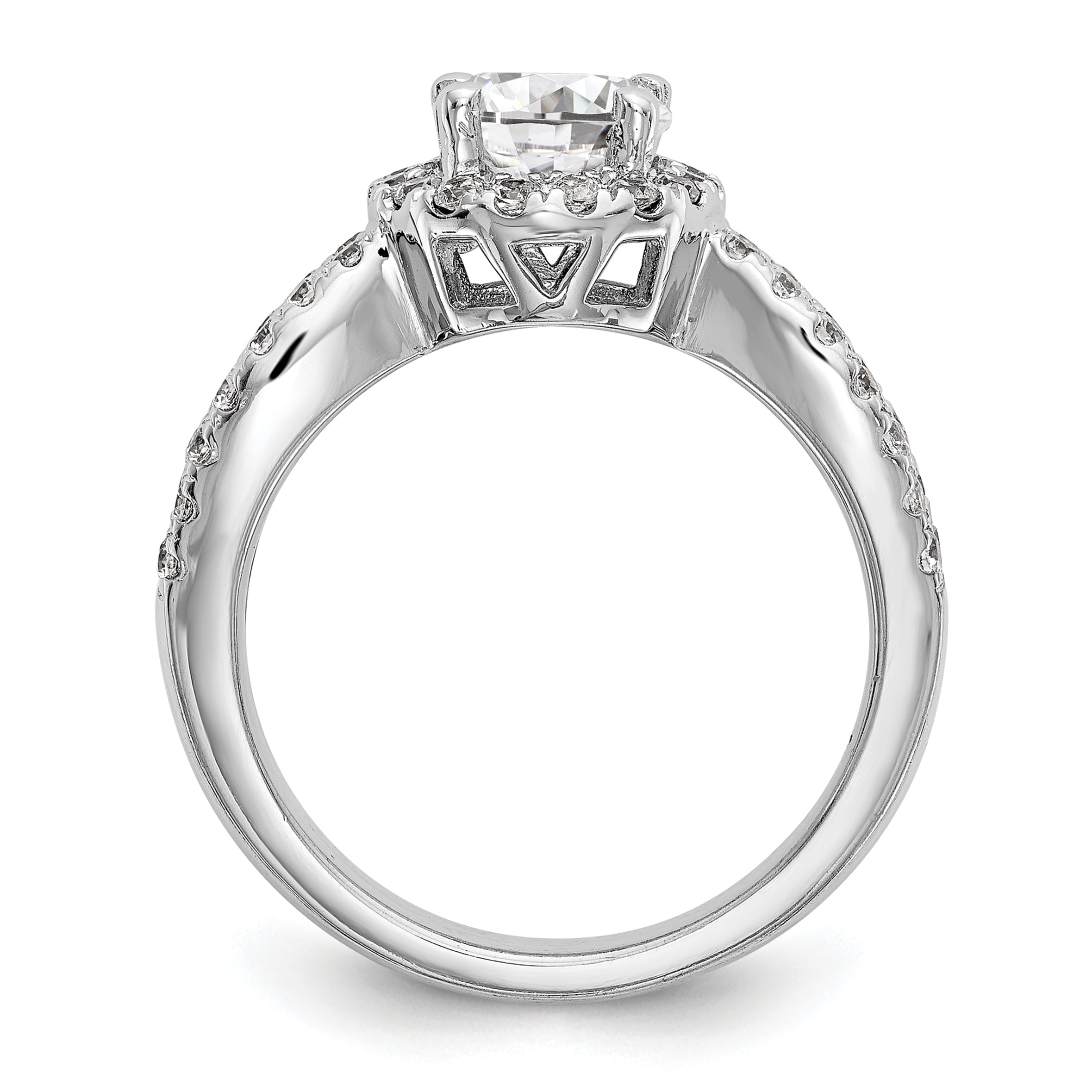 14K White Gold True Origin 3/4 Carat Lab Grown Diamond Vs/Si D E F Semi Mount Round Halo Engagement Ring