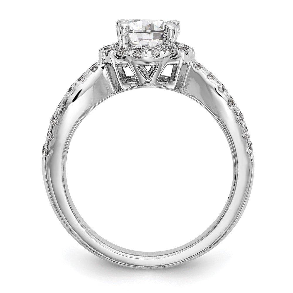 14K White Gold Round Simulated Diamond Halo Engagement Ring