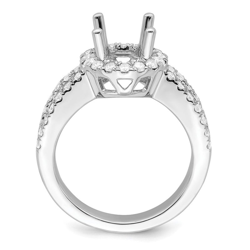 14K White Gold Round Simulated Diamond Halo Engagement Ring