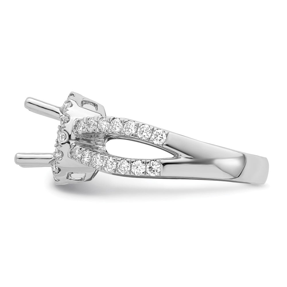 14K White Gold Round Simulated Diamond Halo Engagement Ring