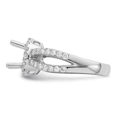 14K White Gold Round Simulated Diamond Halo Engagement Ring