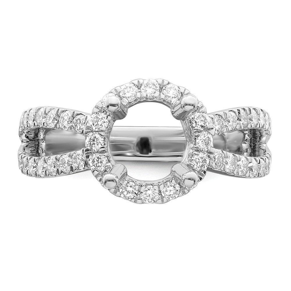 14K White Gold Round Simulated Diamond Halo Engagement Ring