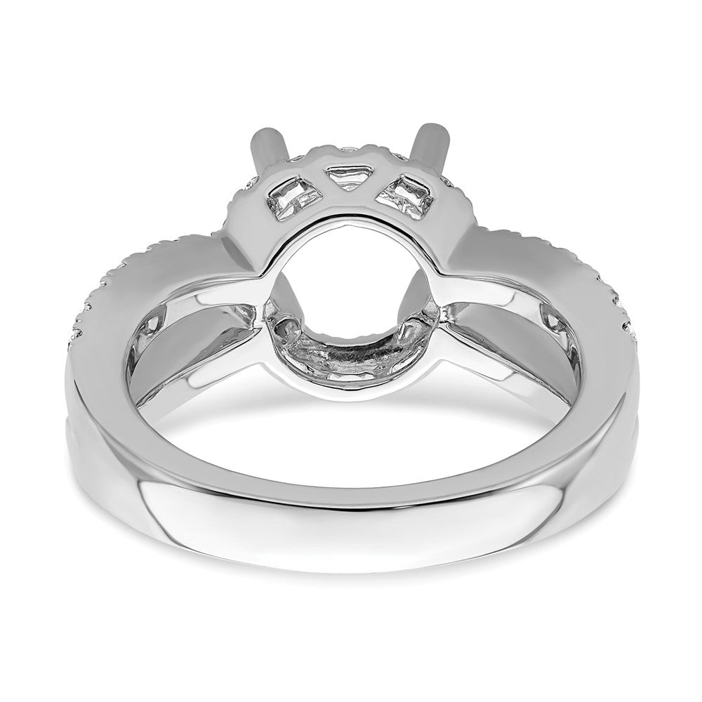 14K White Gold Round Simulated Diamond Halo Engagement Ring
