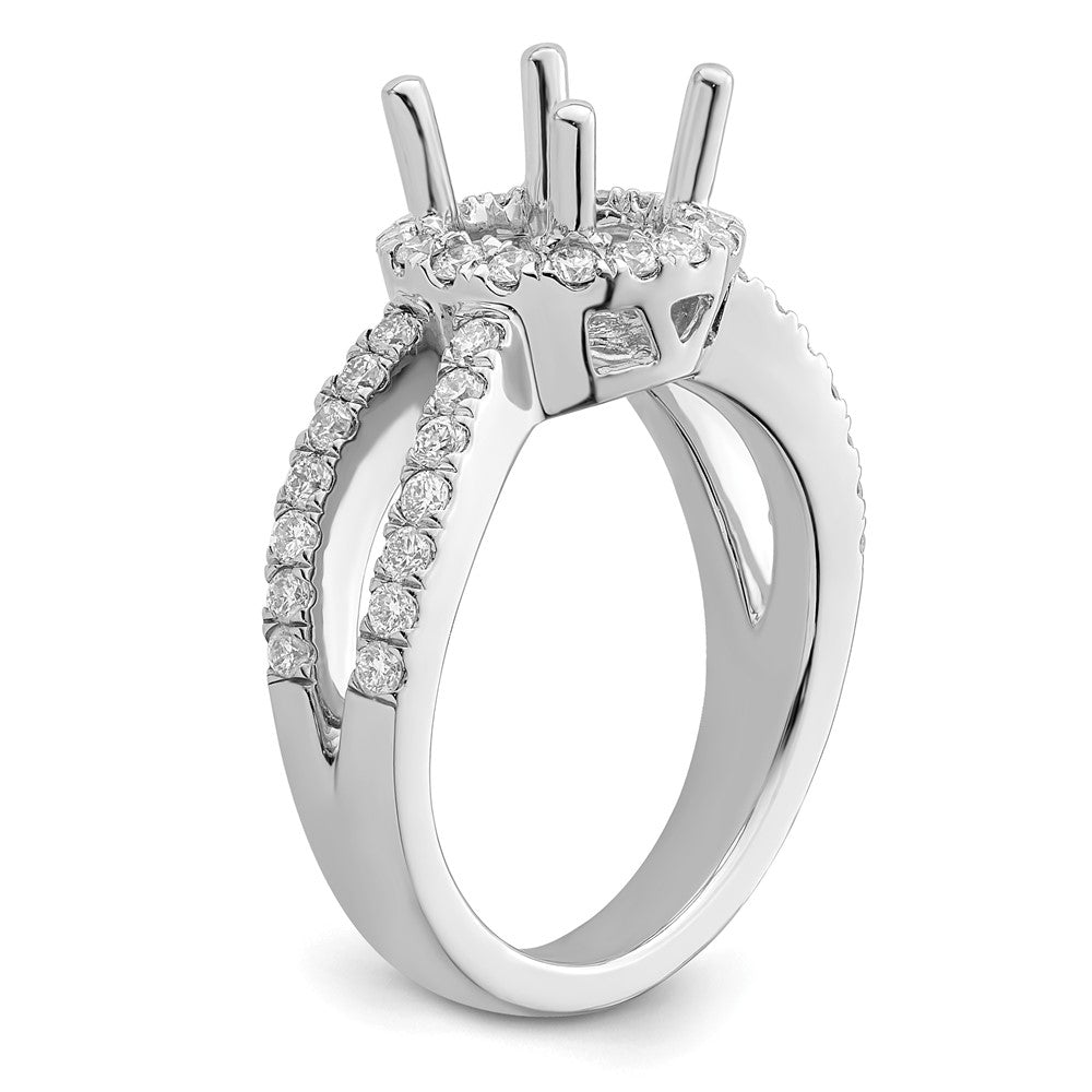 14K White Gold Round Simulated Diamond Halo Engagement Ring