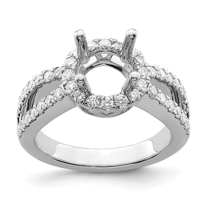 14K White Gold Round Simulated Diamond Halo Engagement Ring