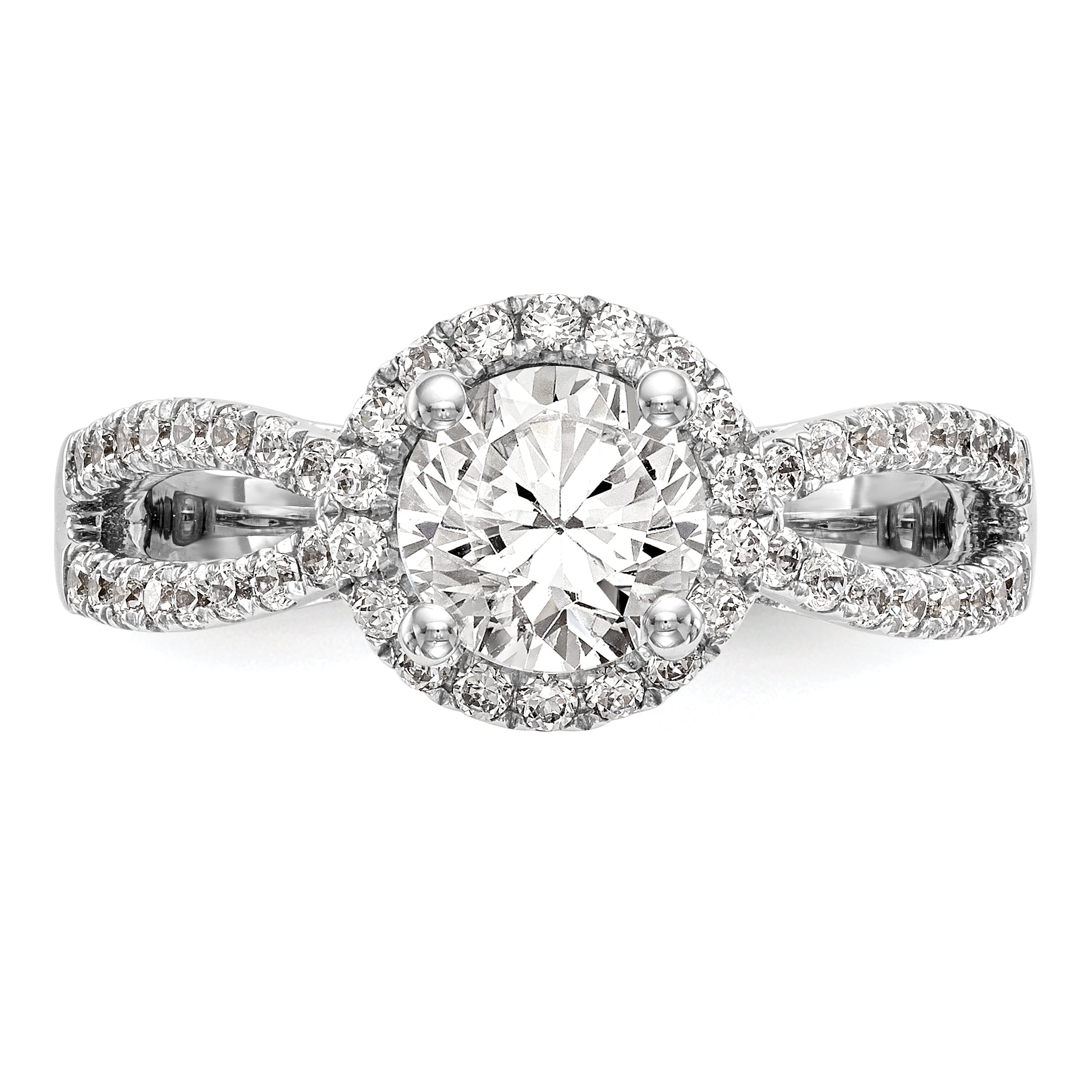 14k White Gold 5/8 Ct. Lab Grown Diamond VS/SI+ G+ 1 Ct. Center Round Halo Engagement Ring