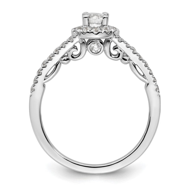 14K White Gold Round Simulated Diamond Halo Engagement Ring