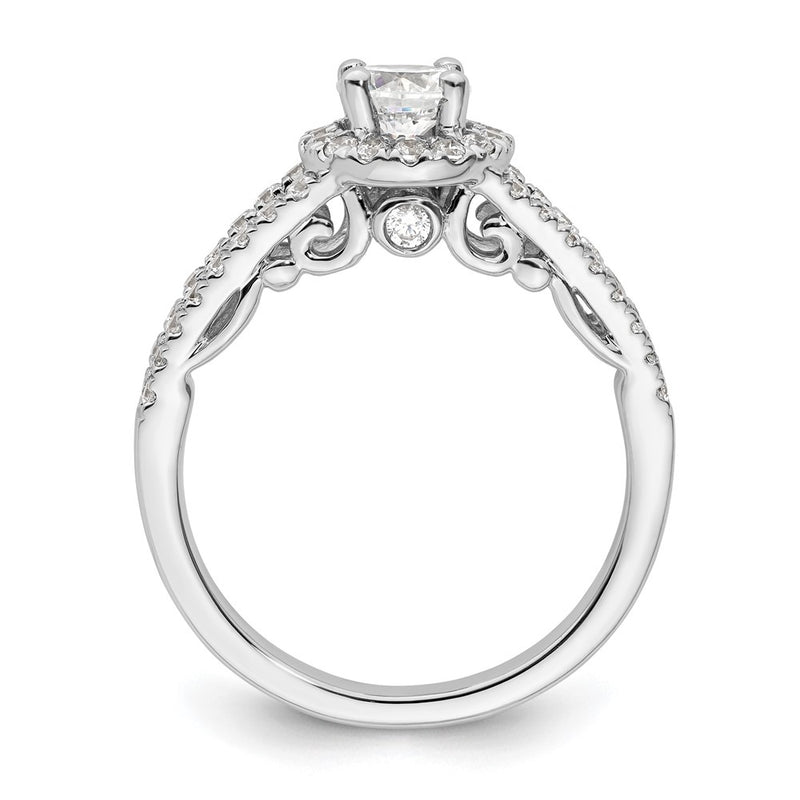 14K White Gold Round Simulated Diamond Halo Engagement Ring