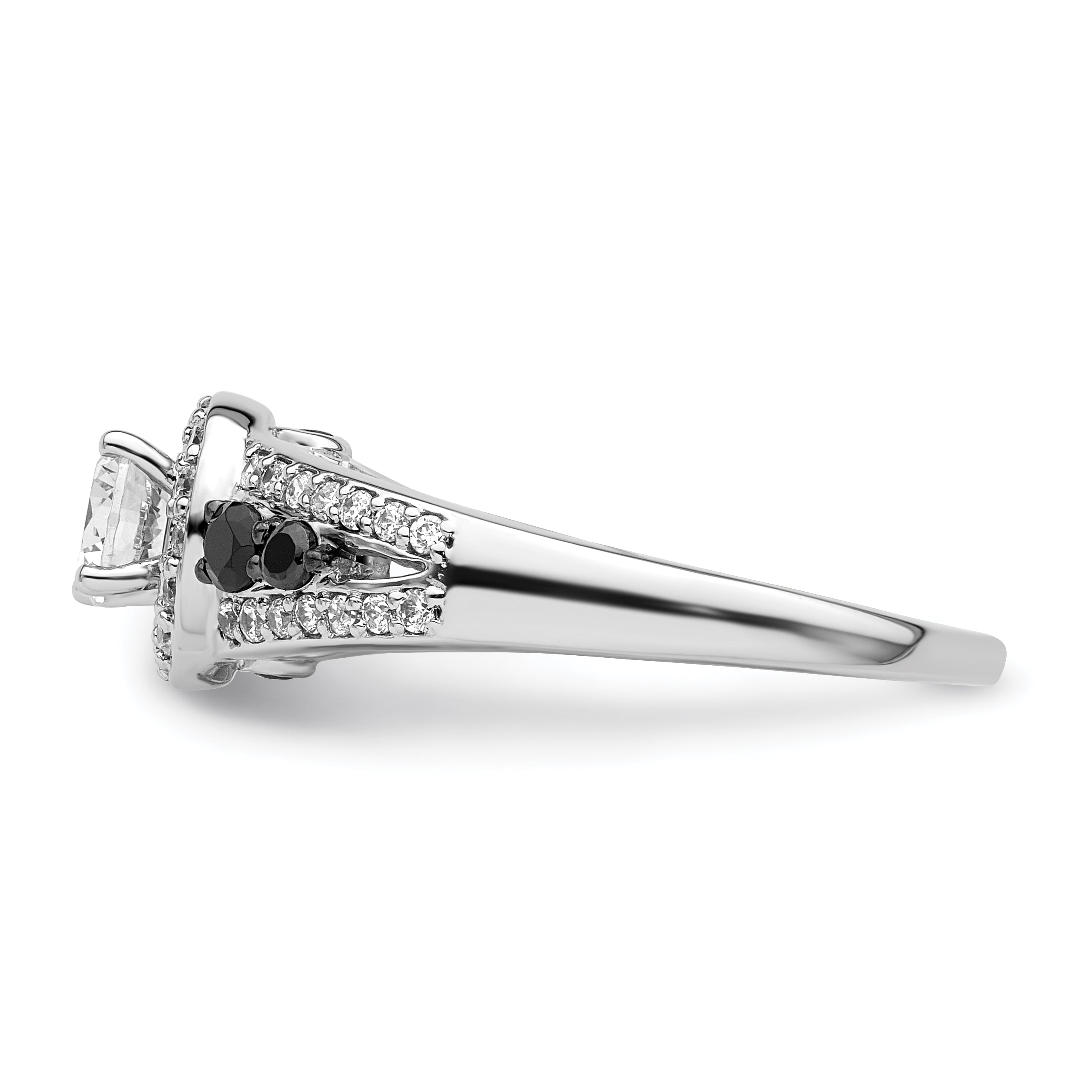 14kw Round Diamond with Black Simulated Diamond Halo Engagement Ring