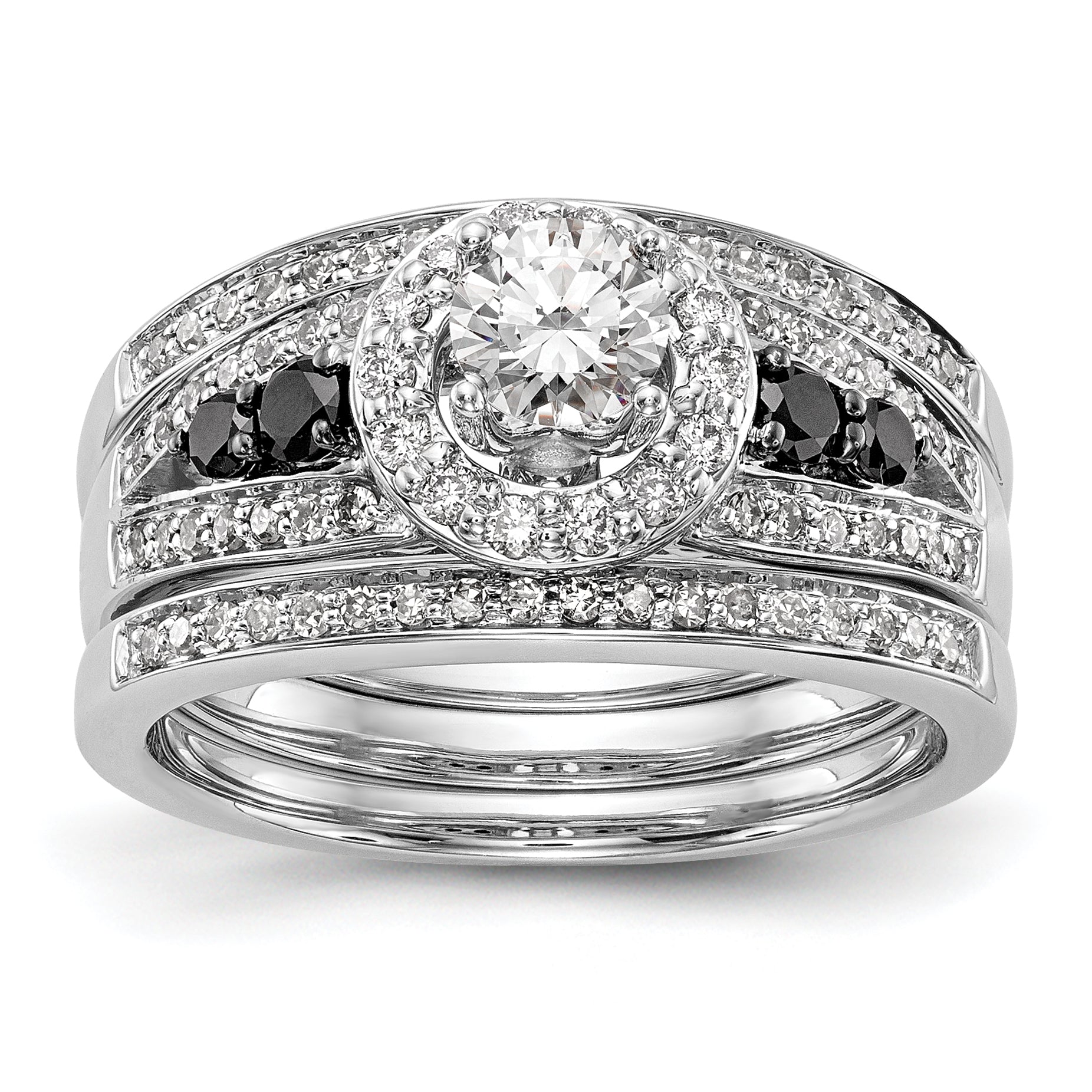 14kw Round Diamond with Black Simulated Diamond Halo Engagement Ring