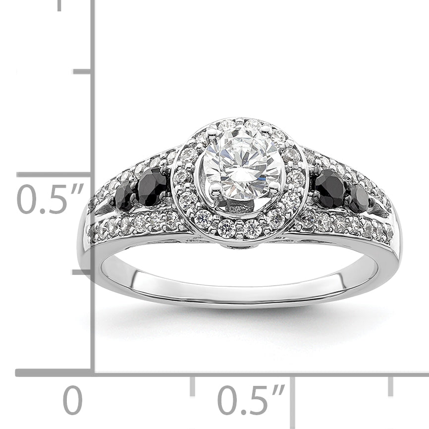 14kw Round Diamond with Black Simulated Diamond Halo Engagement Ring