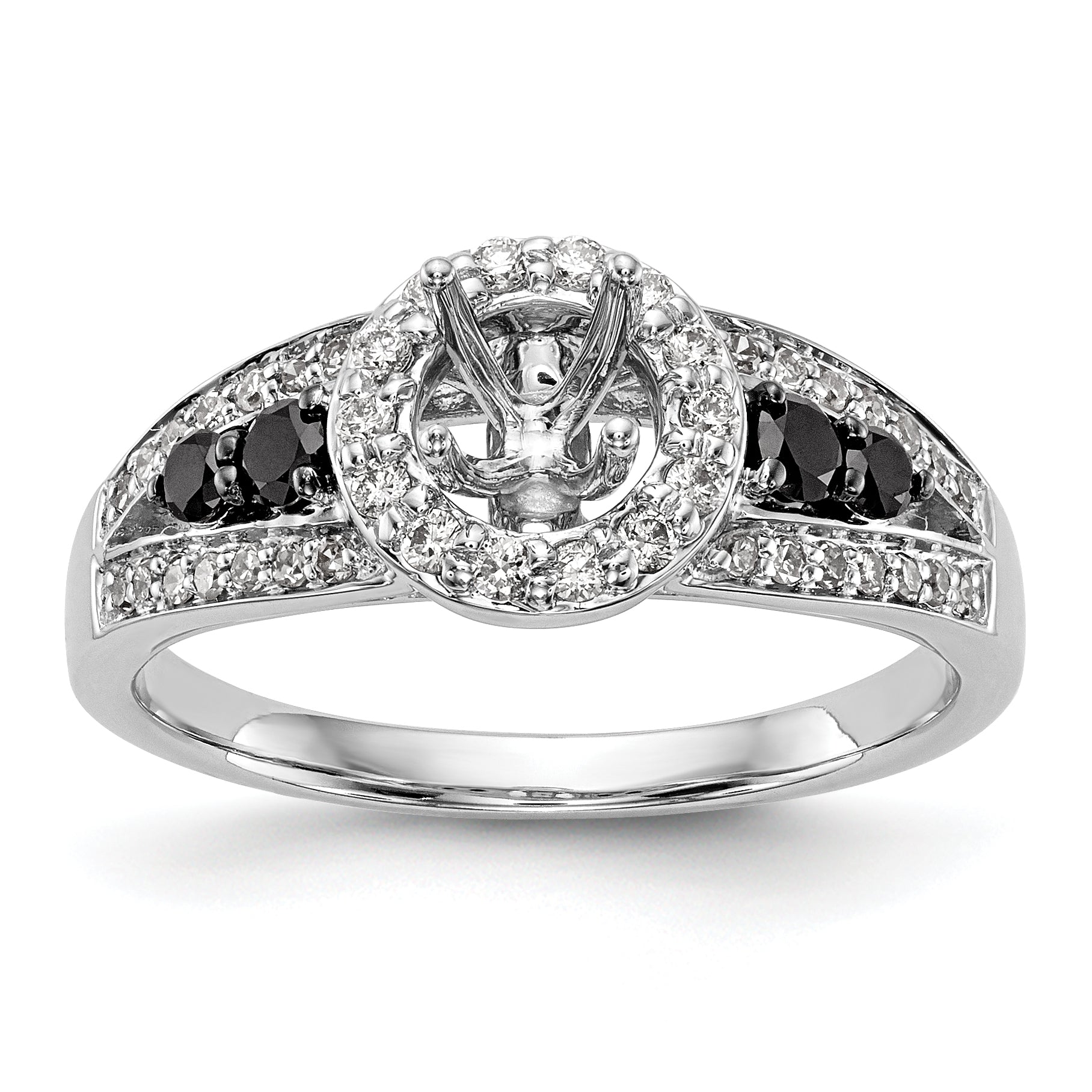 14kw Round Diamond with Black Simulated Diamond Halo Engagement Ring