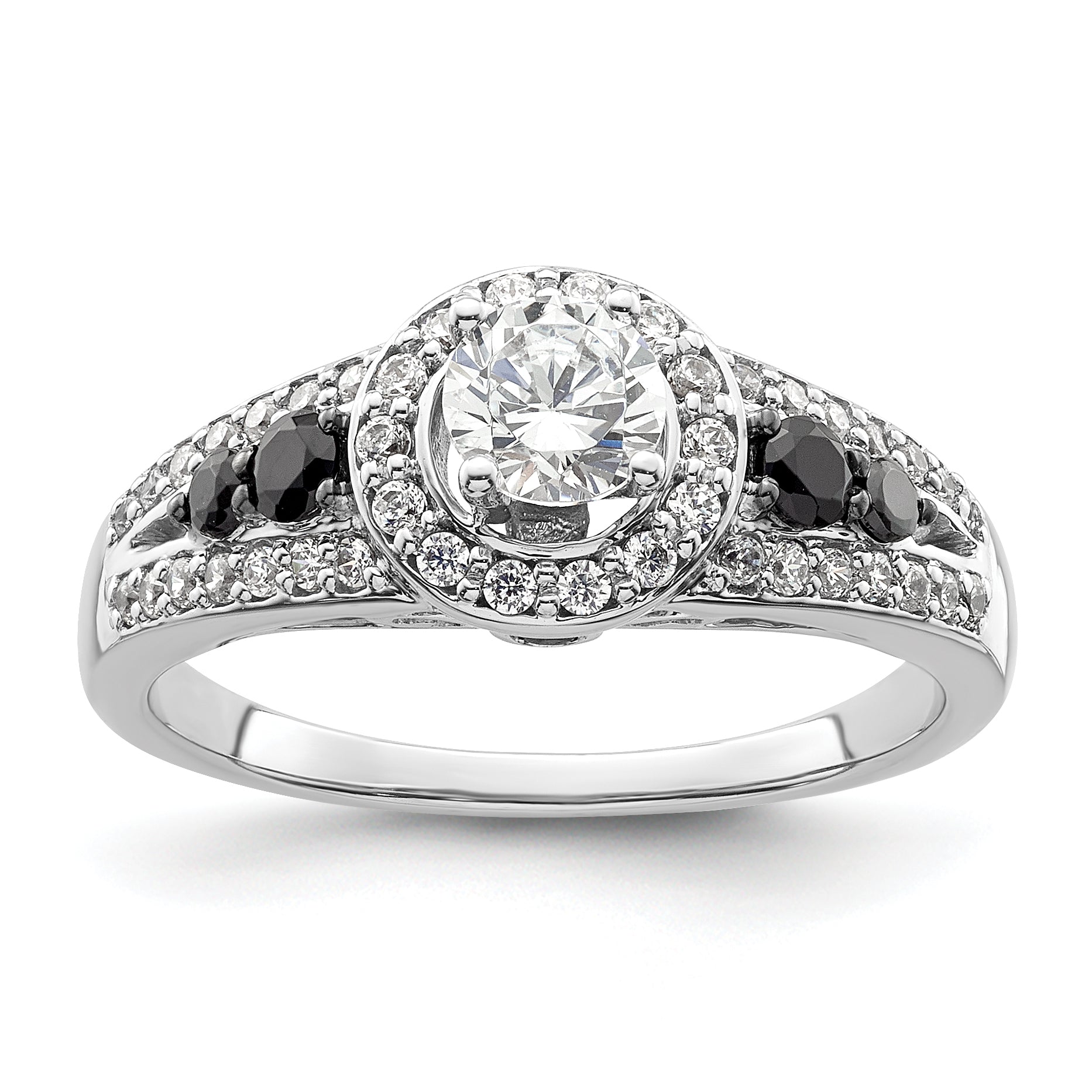 14kw Round Diamond with Black Simulated Diamond Halo Engagement Ring