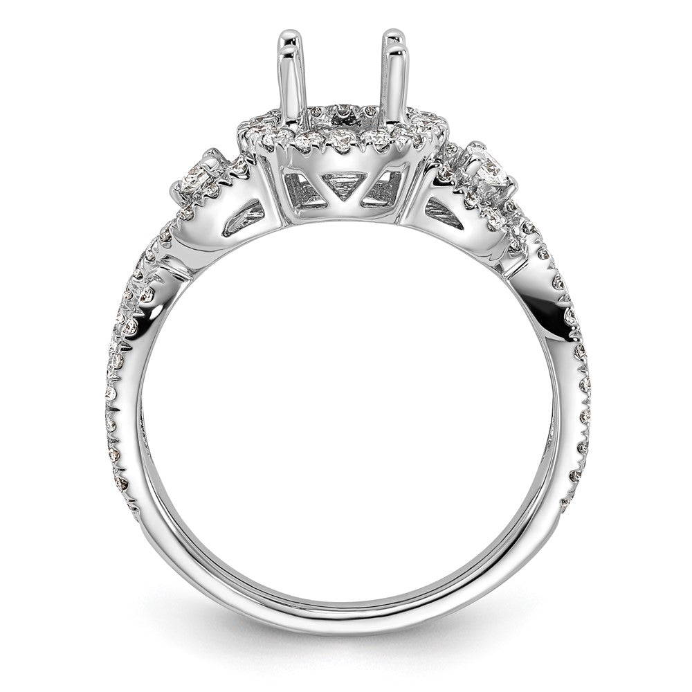 14K White Gold Round Simulated Diamond Halo Engagement Ring