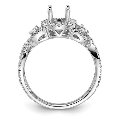 14K White Gold Round Simulated Diamond Halo Engagement Ring