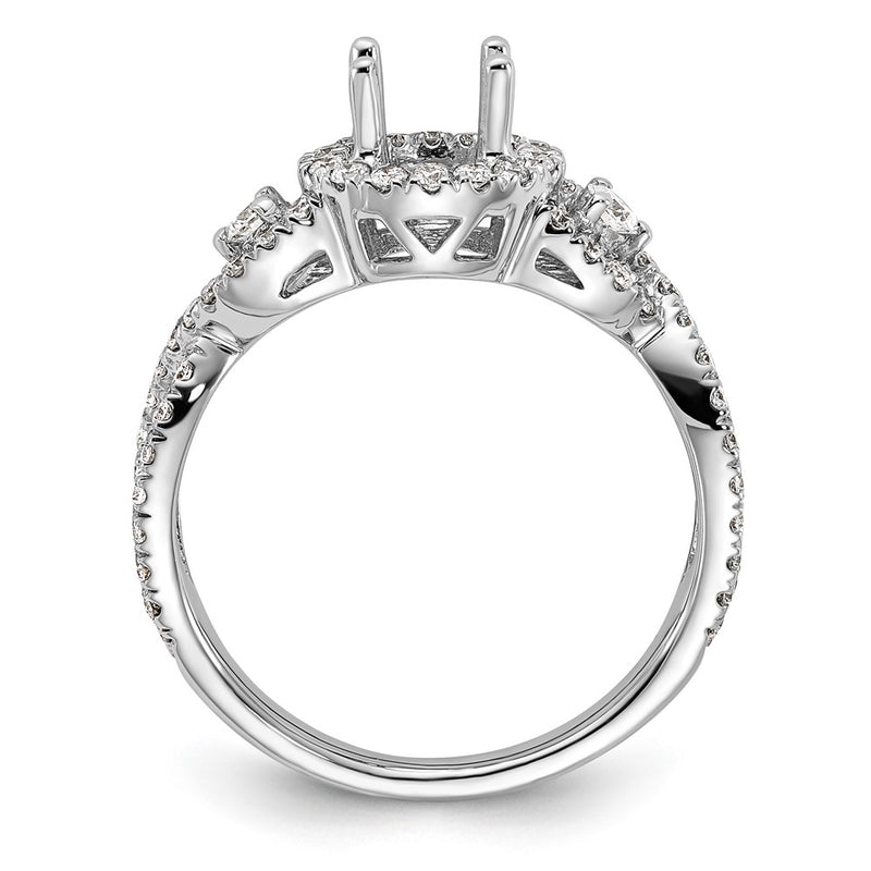 14K White Gold Round Simulated Diamond Halo Engagement Ring