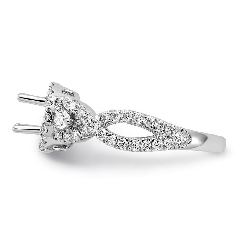 14k White Gold 3/4 Ct. Lab Grown Diamond VS/SI+ G+ 3/4 Ct. Center Round Semi Mount Engagement Ring