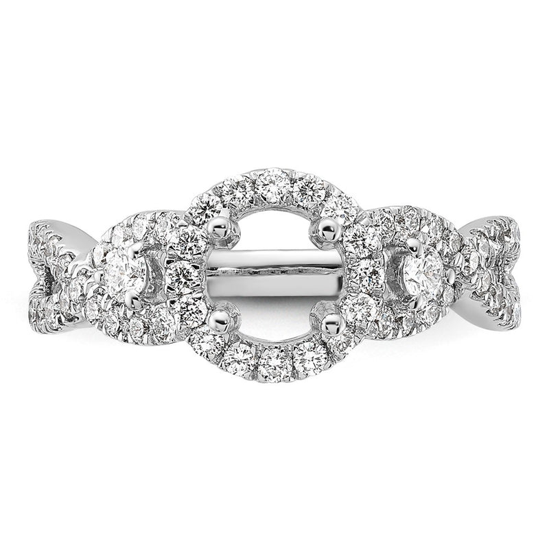 14k White Gold 3/4 Ct. Lab Grown Diamond VS/SI+ G+ 3/4 Ct. Center Round Semi Mount Engagement Ring