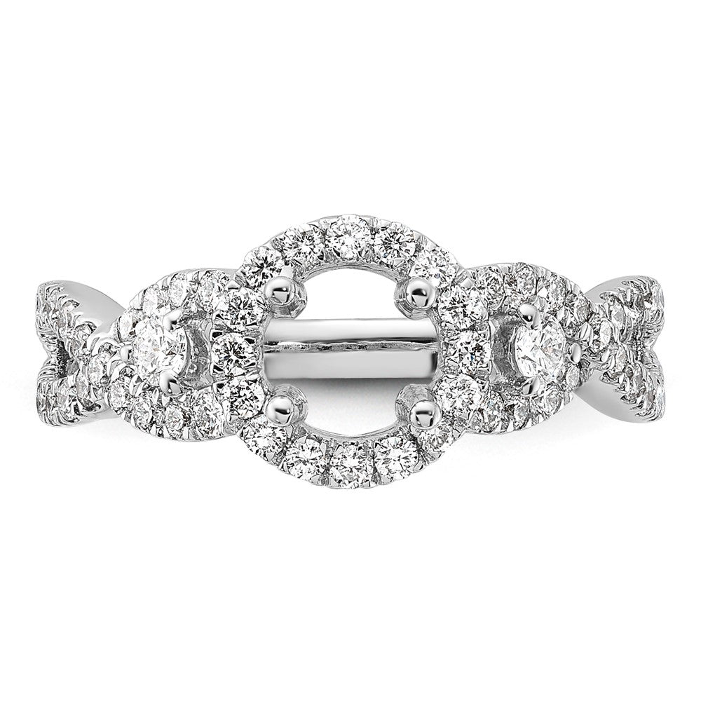 14K White Gold Round Simulated Diamond Halo Engagement Ring