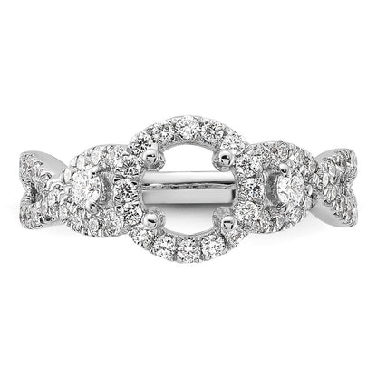 14K White Gold Round Simulated Diamond Halo Engagement Ring