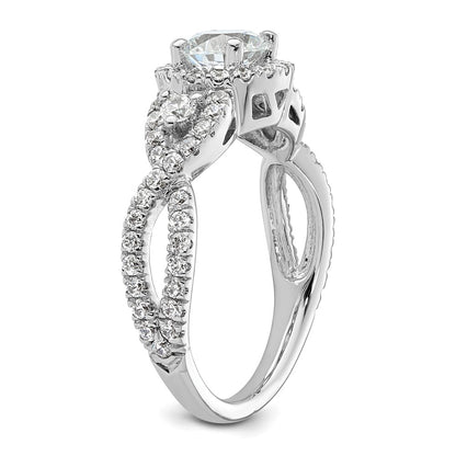 14K White Gold Round Simulated Diamond Halo Engagement Ring