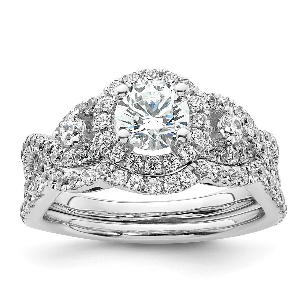 14k White Gold 3/4 Ct. Lab Grown Diamond VS/SI+ G+ 3/4 Ct. Center Round Semi Mount Engagement Ring