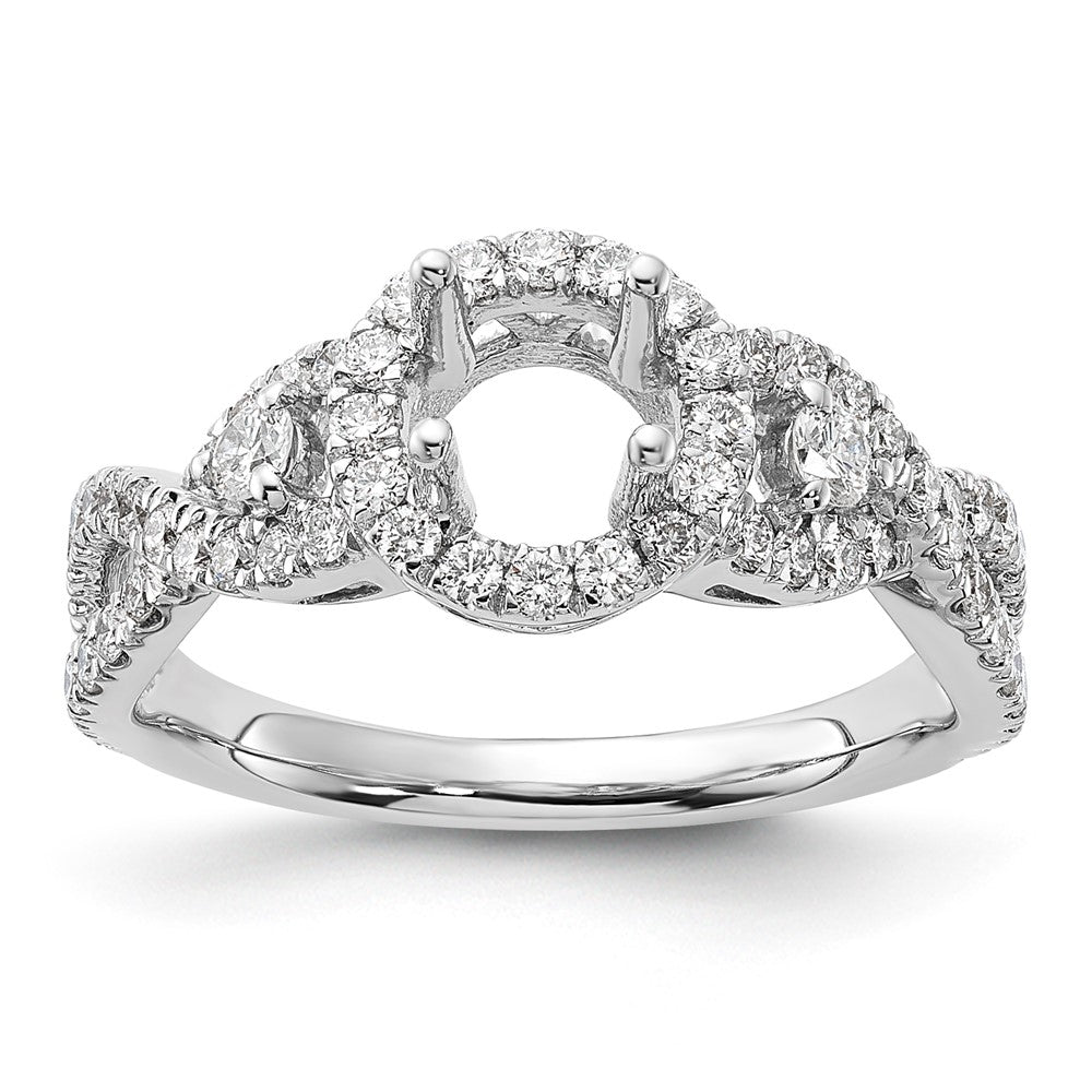 14K White Gold Round Simulated Diamond Halo Engagement Ring