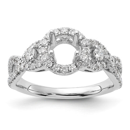 14K White Gold Round Simulated Diamond Halo Engagement Ring