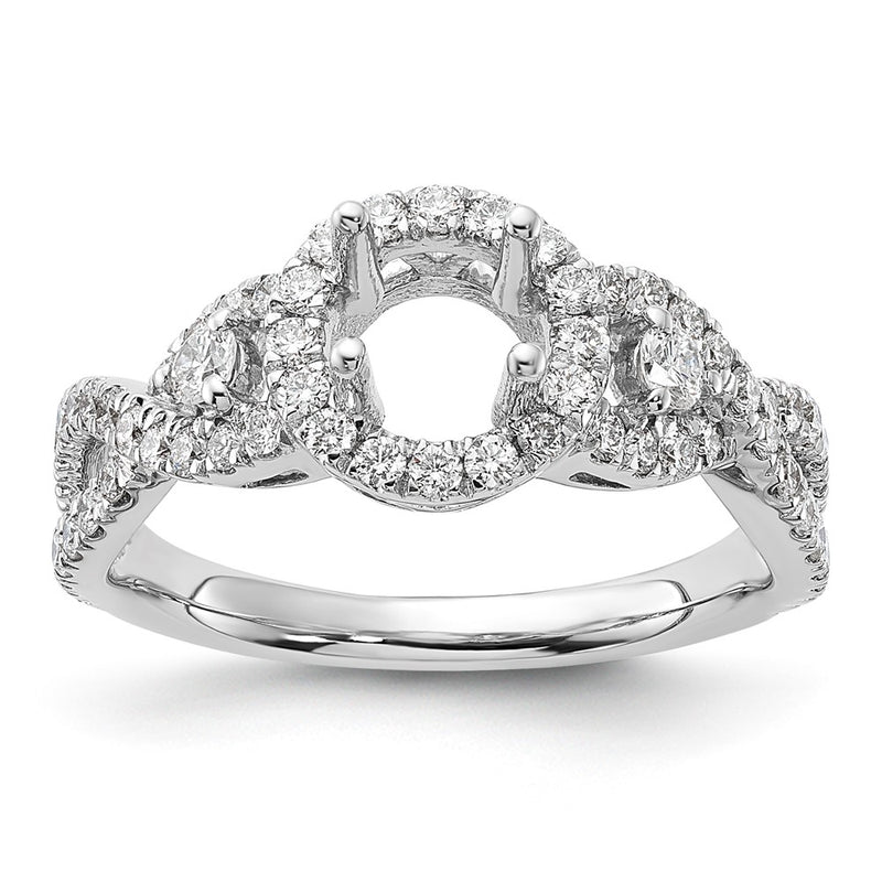14K White Gold Round Simulated Diamond Halo Engagement Ring