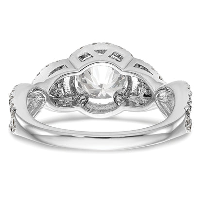 14K White Gold Round Simulated Diamond Halo Engagement Ring