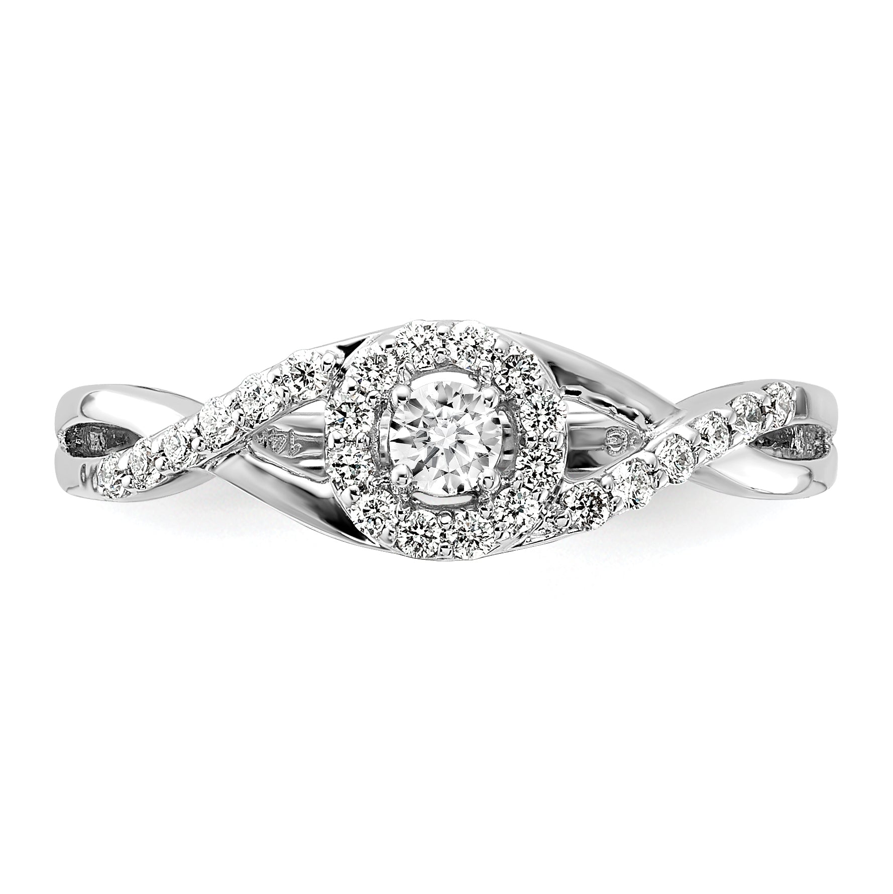 14k White Gold 1/4 Ct. Lab Grown Diamond VS/SI+ G+ Round Halo Engagement Ring