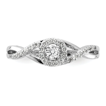 14k White Gold 1/4 Ct. Lab Grown Diamond VS/SI+ G+ Round Halo Engagement Ring