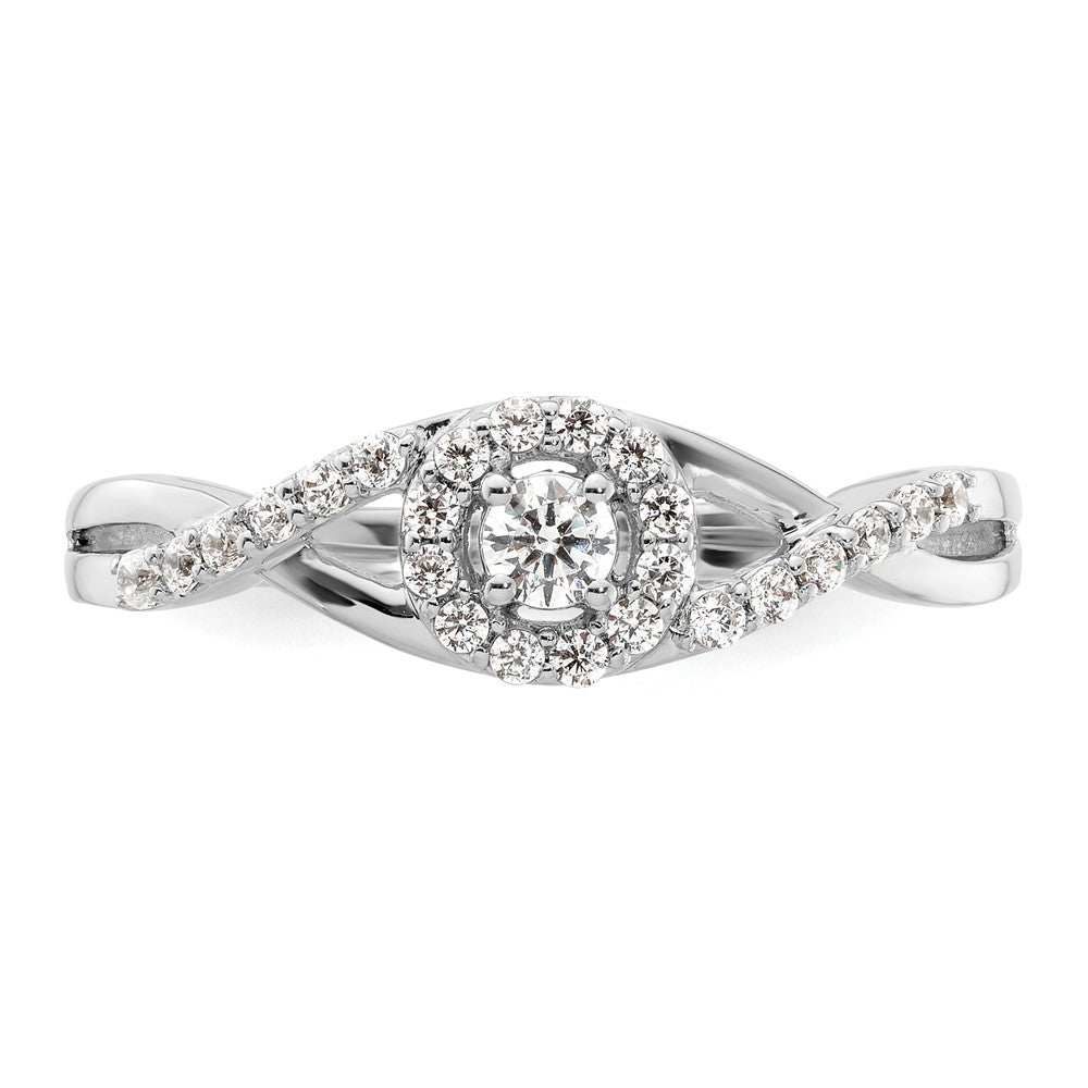 14k White Gold 1/4 Ct. Lab Grown Diamond VS/SI+ G+ Round Halo Engagement Ring