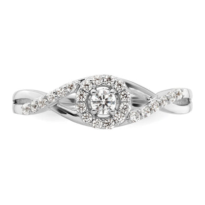 14k White Gold 1/4 Ct. Lab Grown Diamond VS/SI+ G+ Round Halo Engagement Ring