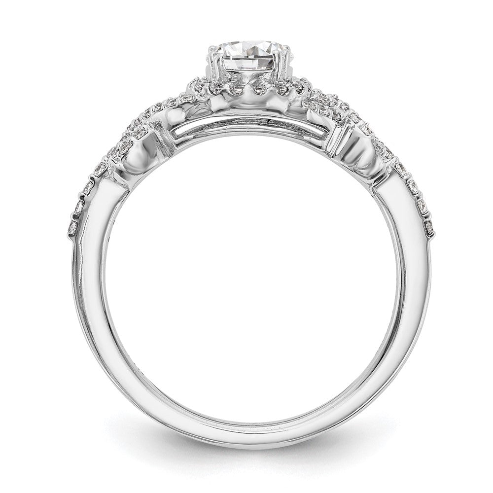 14K White Gold Round Simulated Diamond Halo Engagement Ring