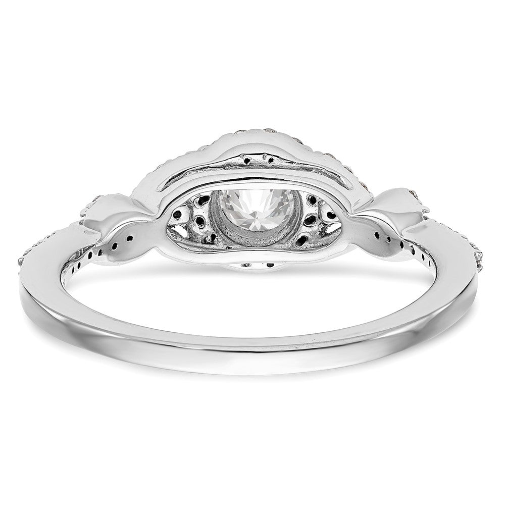 14K White Gold Round Simulated Diamond Halo Engagement Ring