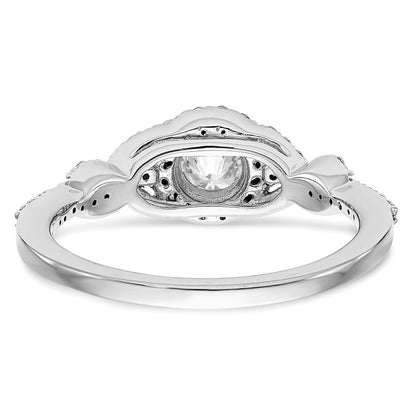 14K White Gold Round Simulated Diamond Halo Engagement Ring