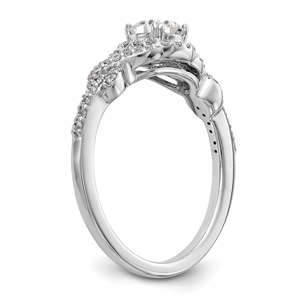 14K White Gold Round Simulated Diamond Halo Engagement Ring