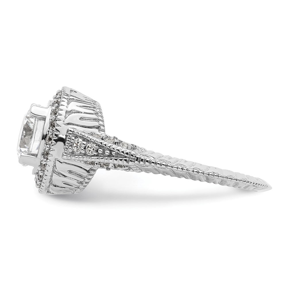 14K White Gold Round Simulated Diamond Halo Engagement Ring
