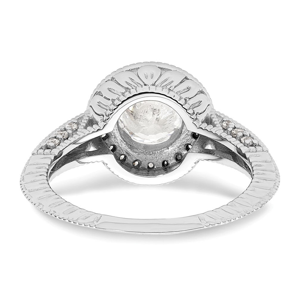 14K White Gold Round Simulated Diamond Halo Engagement Ring