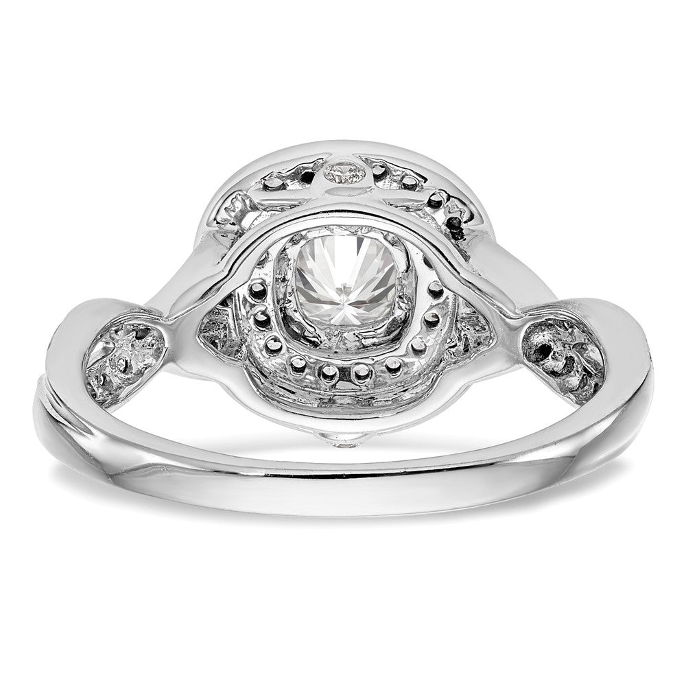 14K White Gold Cushion Simulated Diamond Halo Engagement Ring