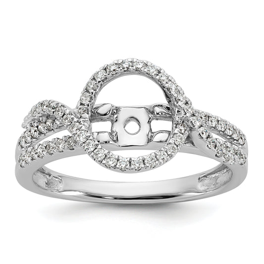 14K White Gold Peg Set Simulated Diamond Halo Engagement Ring