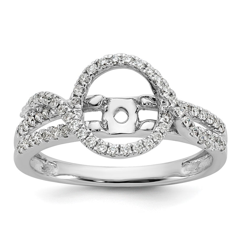 14K White Gold Peg Set Simulated Diamond Halo Engagement Ring