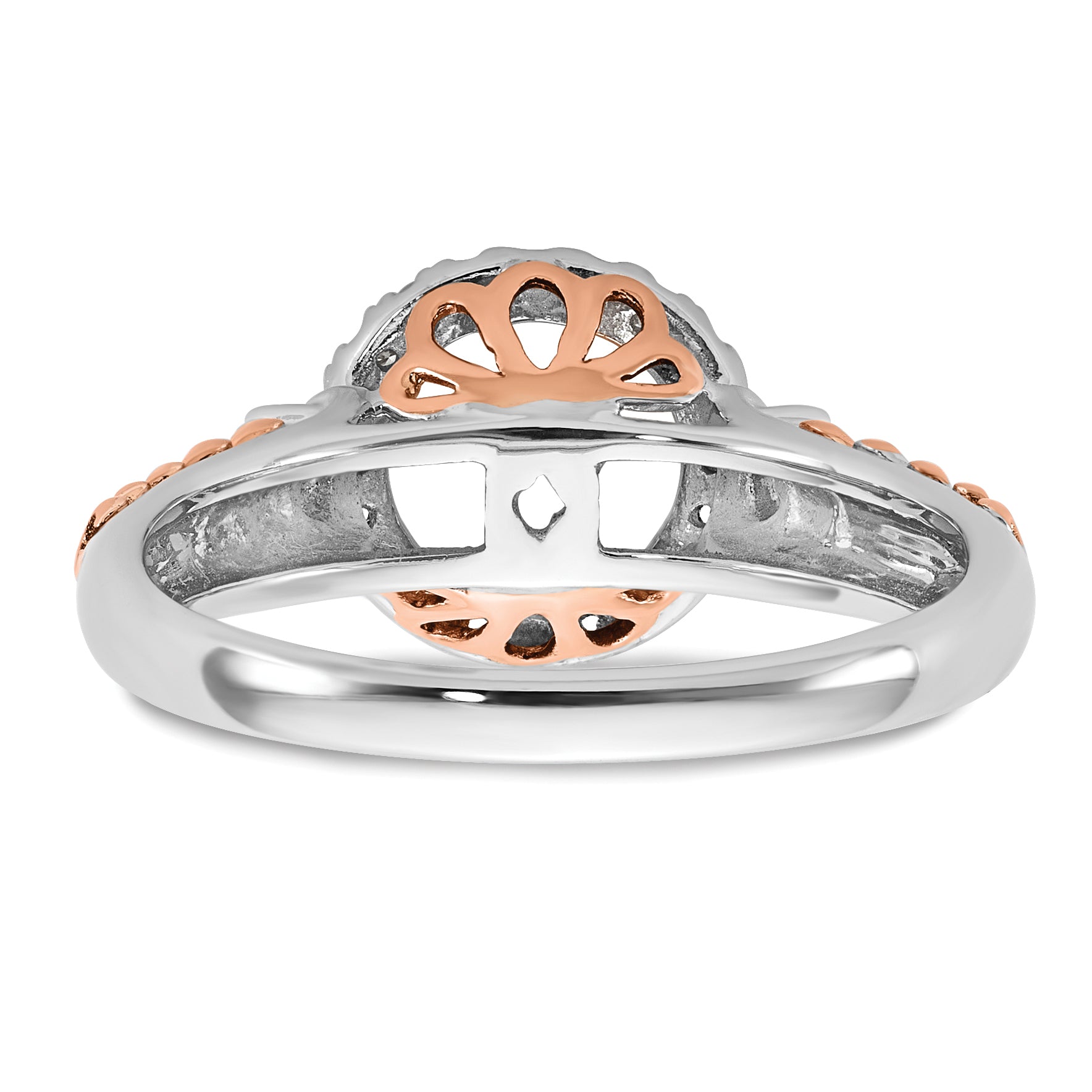 14K Two tone Peg Set Simulated Diamond Halo Engagement Ring