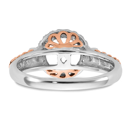 14K Two tone Peg Set Simulated Diamond Halo Engagement Ring