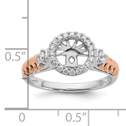 14K Two tone Peg Set Simulated Diamond Halo Engagement Ring