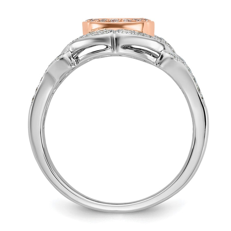 14K Two tone Peg Set Simulated Diamond Halo Engagement Ring