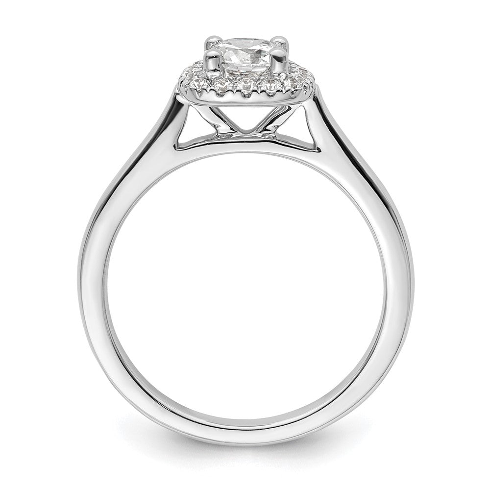 14K White Gold Princess Simulated Diamond Cushion Halo Engagement Ring