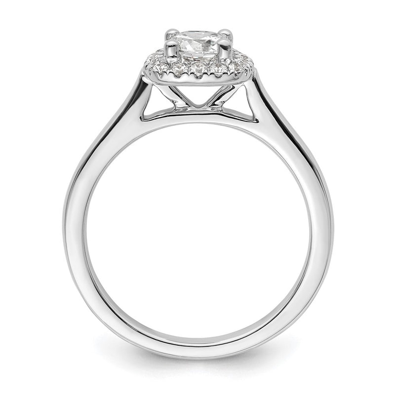 14K White Gold Princess Simulated Diamond Cushion Halo Engagement Ring